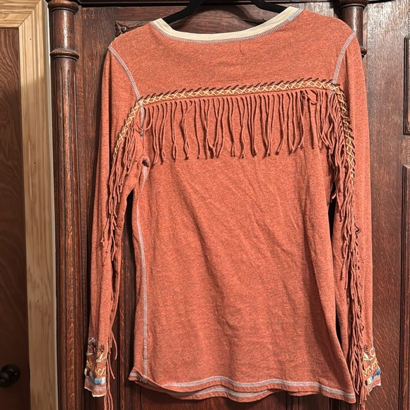 Double D Ranch Long Sleeve Top Huron Valley Fringe Horse Butterfly Top S - Picture 2 of 10